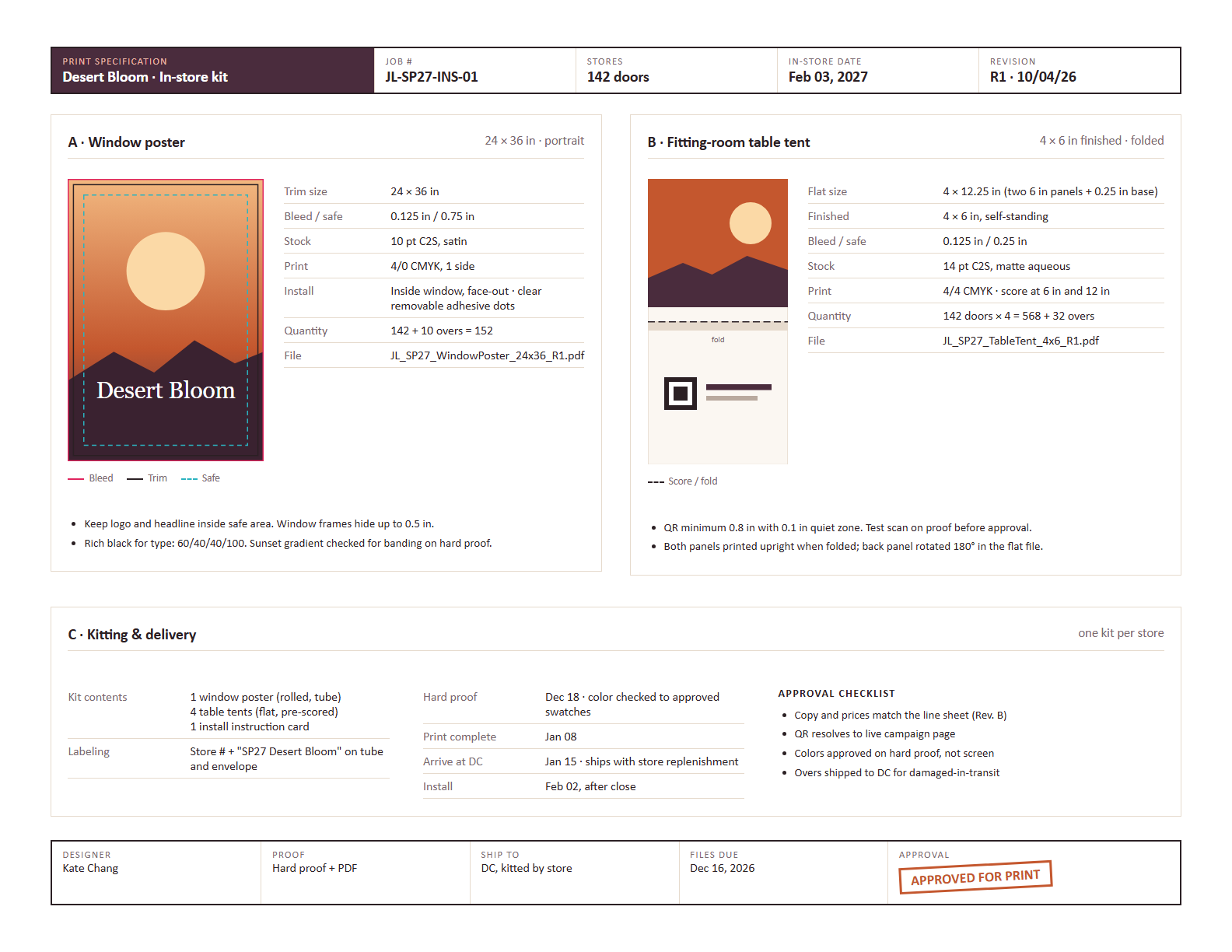 In-store print specification